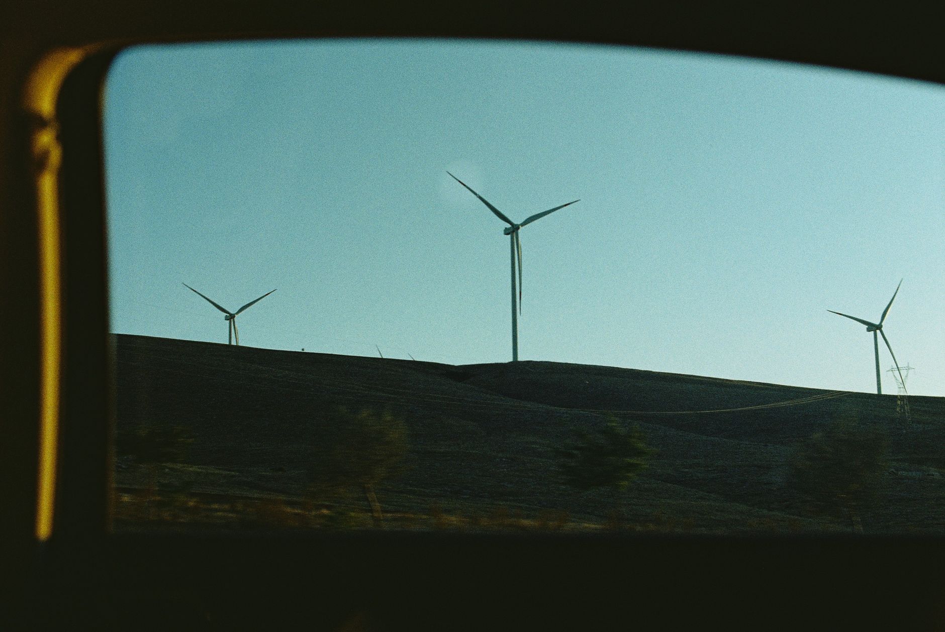 Renewable energy wind park over scenic background